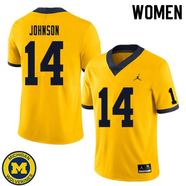 Women's Michigan Wolverines #14 Quinten Johnson Yellow Alumni Jersey